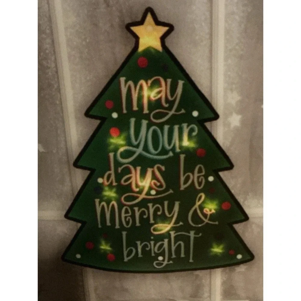Holiday Time‎ Shimmer Tree Widow Christmas Window Decoration, Light Up